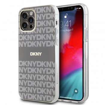 Zadní Kryt DKNY PC/TPU Repeat Pattern Tonal Stripe Magsafe na iPhone 12/12 Pro Beige