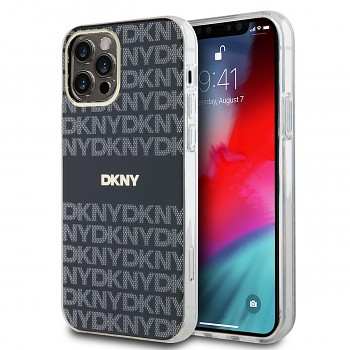 Zadní Kryt DKNY PC/TPU Repeat Pattern Tonal Stripe Magsafe pro iPhone 12/12 Pro černý