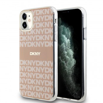 Zadní Kryt DKNY PC/TPU Repeat Pattern Tonal Stripe Magsafe pro iPhone 11 růžový