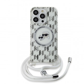 Karl Lagerfeld IML Monogram Crossbody K&CH Heads MagSafe Zadní Kryt pro iPhone 14 Pro Transparent