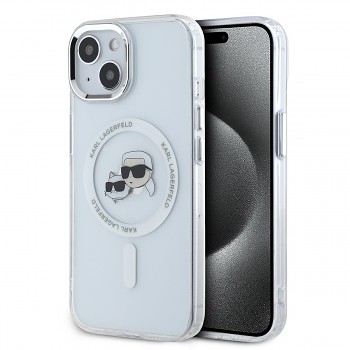 Karl Lagerfeld IML K&CH Heads Metal Frame MagSafe Zadní Kryt pro iPhone 14 Transparent