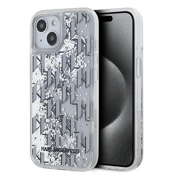 Karl Lagerfeld Liquid Glitter Monogram Gradient Zadní Kryt pro iPhone 15 White