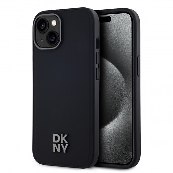 Zadní Kryt DKNY PU Leather Stack Logo Magsafe pro iPhone 15 černý