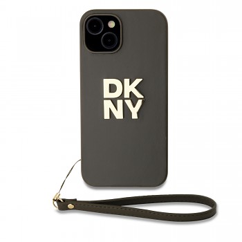 Zadní Kryt DKNY PU Leather Stack Logo Wrist Strap pro iPhone 14 zelený