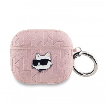 Pouzdro Karl Lagerfeld PU Embossed Choupette Head pro AirPods 3 Pink