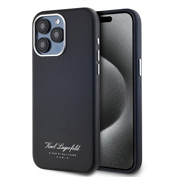 Karl Lagerfeld Grained PU Hotel RSG Zadní Kryt pro iPhone 15 Pro Black