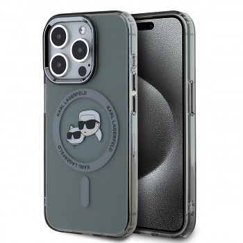 Zadní kryt Karl Lagerfeld IML K&CH Heads Metal Frame MagSafe pro iPhone 15 Pro Max Black