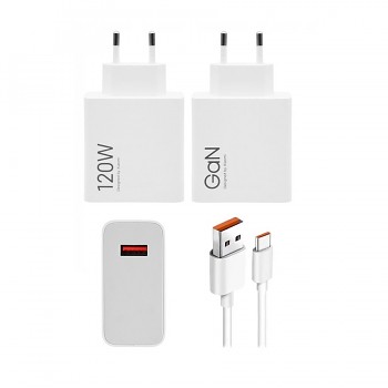 Rychlonabíječka Xiaomi MDY-14-EE GaN vč. datového kabelu USB-C 120W bílá