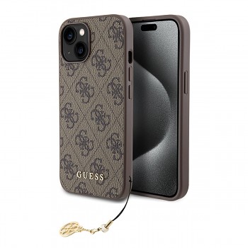 Guess 4G Charm Zadní Kryt pro iPhone 15 Tone on Tone Brown