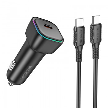 Rychlonabíječka do auta Borofone BZ28 Trophie vč. USB-C datového kabelu 30W černá