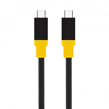 Datový kabel Tactical Blackbird USB-C na USB-C USB4 1m Black-Yellow