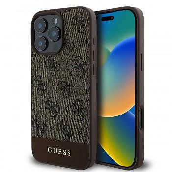 Zadní kryt Guess PU 4G Stripe pro iPhone 16 Pro Max Brown