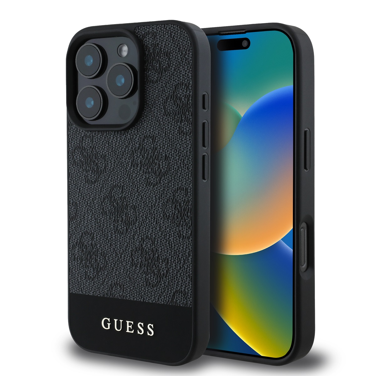 Zadní kryt Guess PU 4G Stripe pro iPhone 16 Pro Max Grey