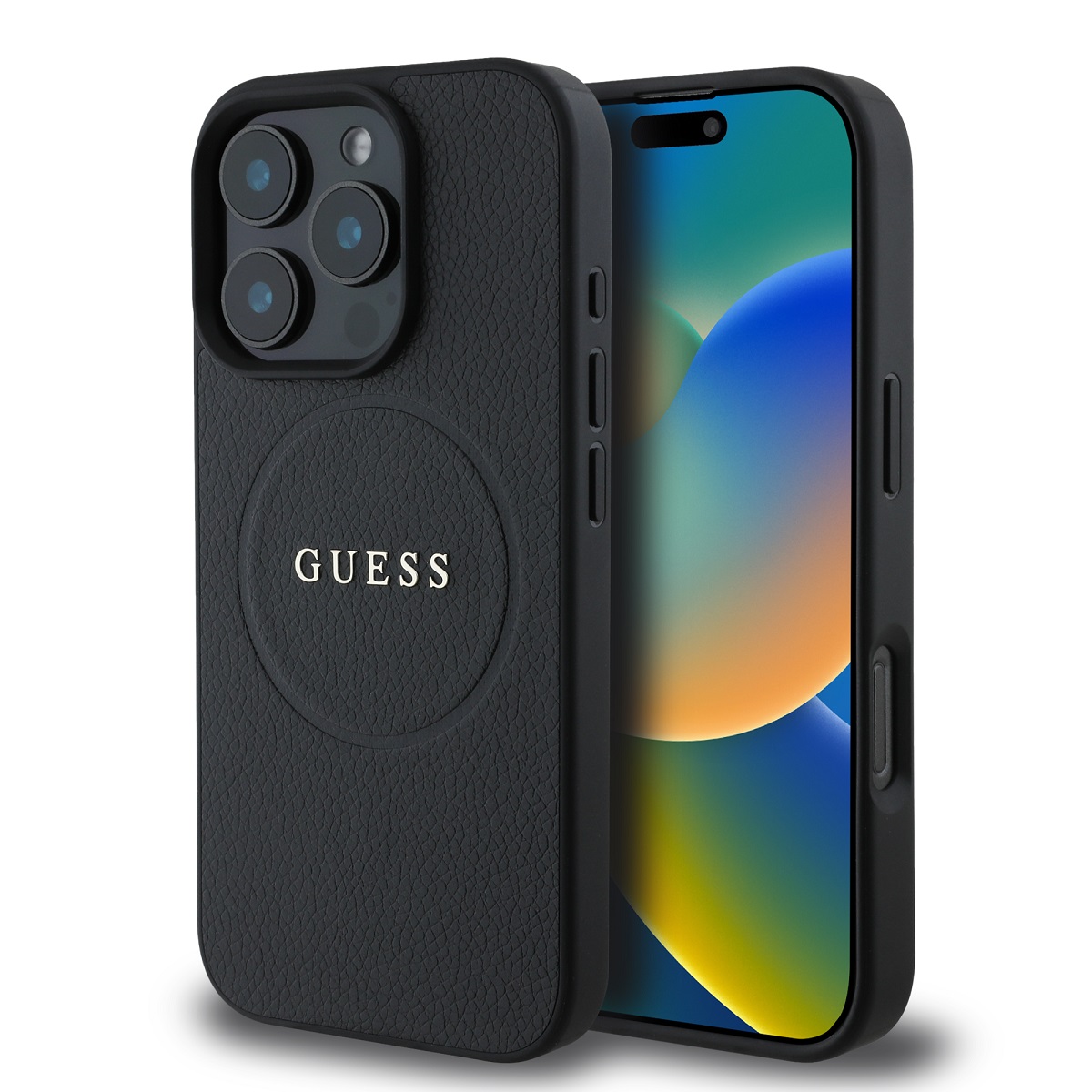 Zadní kryt Guess PU Grained Classic Logo MagSafe pro iPhone 16 Pro Max Black