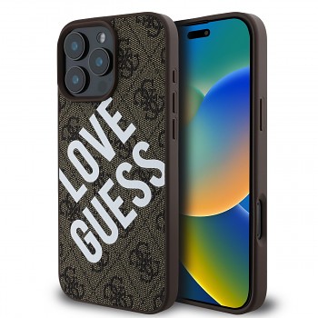 Zadní kryt Guess PU Leather 4G Big Love Logo MagSafe pro iPhone 16 Pro Max Brown