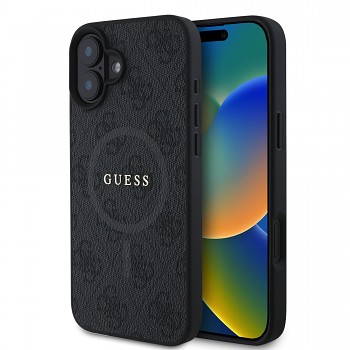 Zadní kryt Guess PU Leather 4G Colored Ring MagSafe pro iPhone 16 Plus Black