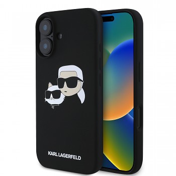 Zadní kryt Karl Lagerfeld Liquid Silicone Double Heads MagSafe pro iPhone 16 Black