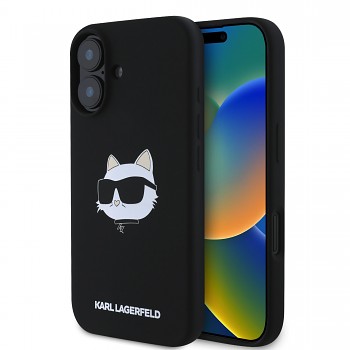 Zadní kryt Karl Lagerfeld Liquid Silicone Choupette Head MagSafe pro iPhone 16 Black