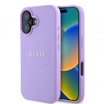 Zadní kryt Guess PU Grained Classic Logo MagSafe pro iPhone 16 Plus Purple