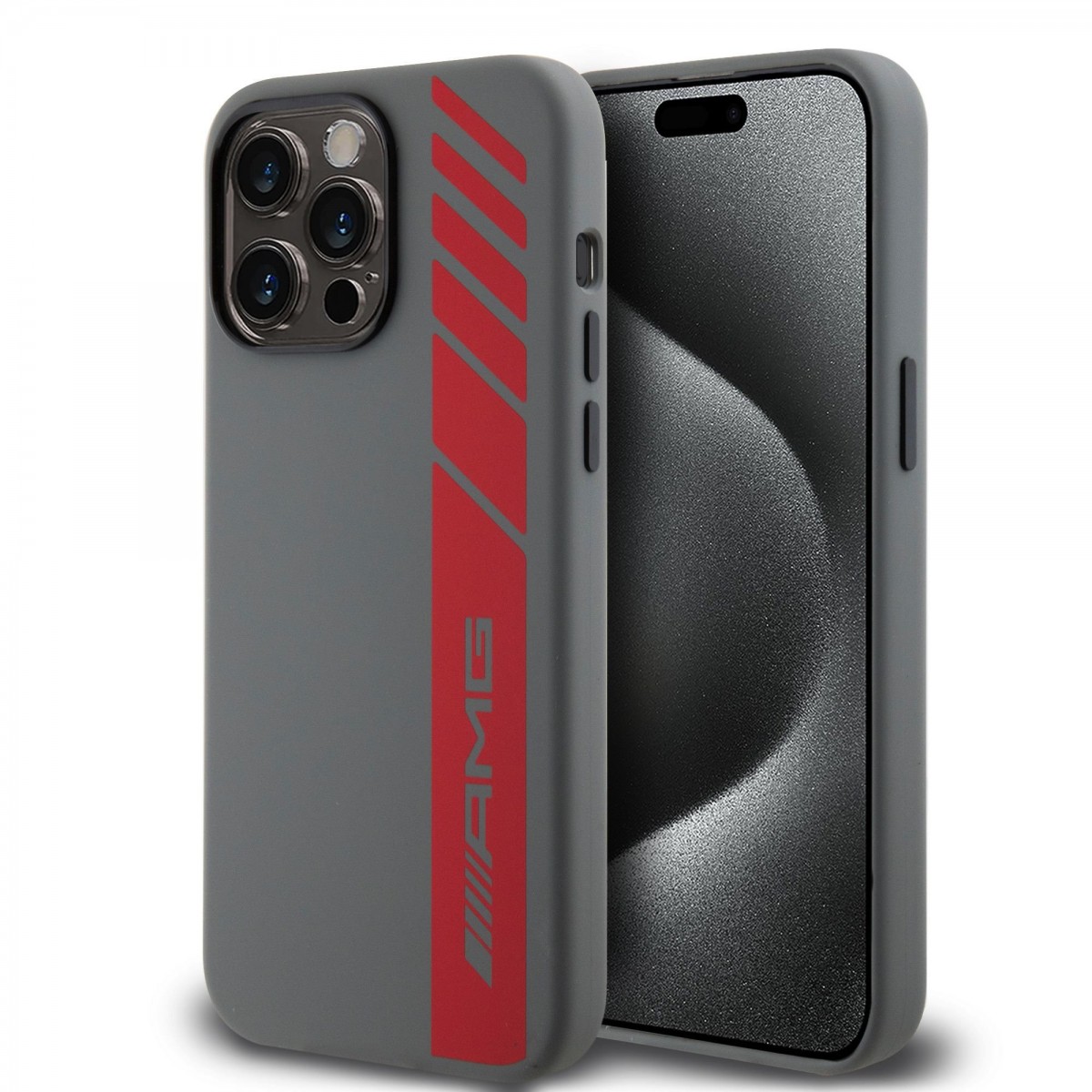 Zadní kryt AMG Liquid Silicone Vertical Logo MagSafe pro iPhone 15 Pro Max Grey