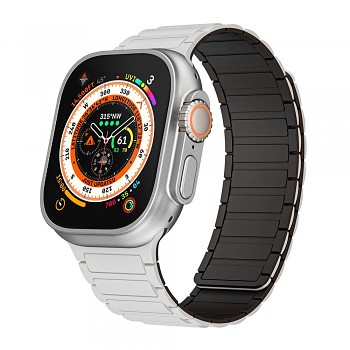 Magnetický silikonový řemínek pro Apple Watch 42-44-45-49 design 2 černo-bílý