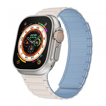 Magnetický silikonový řemínek pro Apple Watch 38-40-41 design 2 modro-bílý