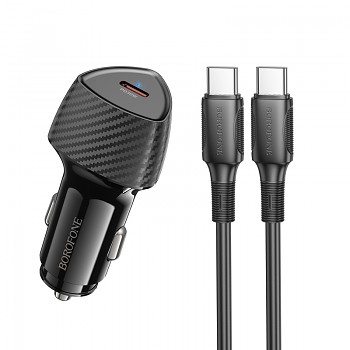 Rychlonabíječka do auta Borofone BZ31B Solid + datový kabel USB-C 30W černá