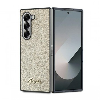 Originální zadní kryt GUESS 4G Glitter Script GUHCZFD6HGGSHD pro Samsung Galaxy Z Fold 6 zlatý