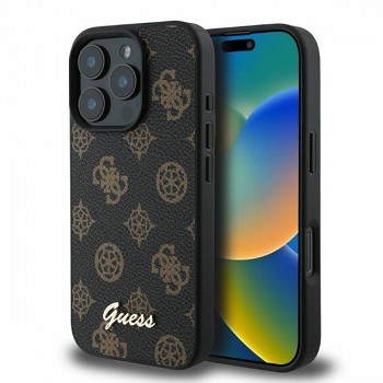 Originální zadní kryt GUESS hardcase Peony Script MagSafe GUHMP16LPGPYSK pro iPhone 16 Pro black