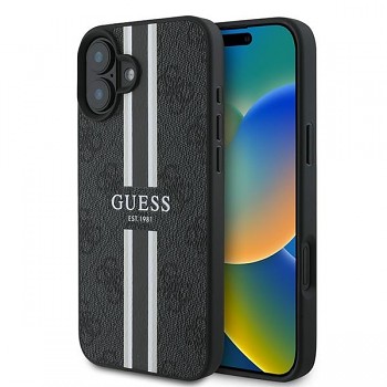 Originální zadní kryt GUESS hardcase 4G Printed Stripes MagSafe GUHMP16MP4RPSK pro iPhone 16 Plus černý