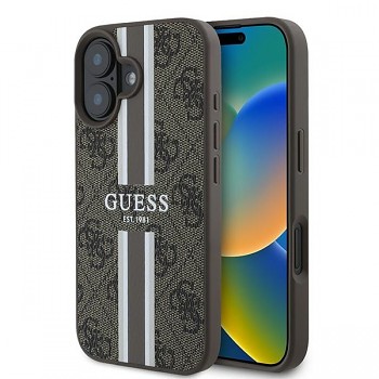 Originální zadní kryt GUESS hardcase 4G Printed Stripes MagSafe GUHMP16MP4RPSW pro iPhone 16 Plus brown