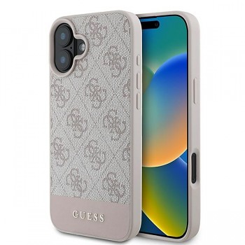 Originální zadní kryt GUESS hardcase 4G Bottom Stripe GUHCP16MG4GLPI pro iPhone 16 Plus růžový