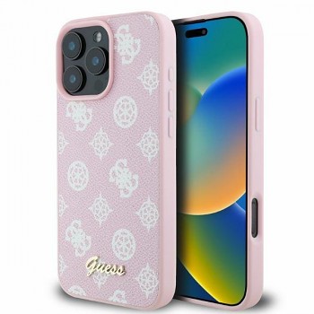 Originální zadní kryt GUESS hardcase Peony Script MagSafe GUHMP16XPGPYSP pro iPhone 16 Pro pink