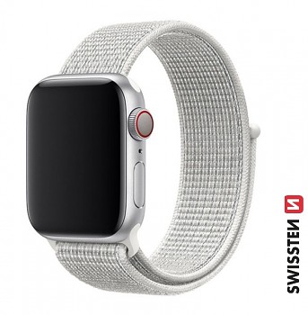 Řemínek Swissten pro Apple Watch  nylonový 42 - 44 - 45 - 49 mm bílý