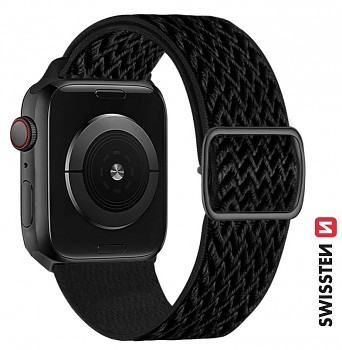 Řemínek Swissten pro Apple Watch  nylonový 38 - 40 - 41 mm černý (se sponou)