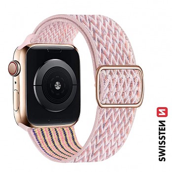 Řemínek Swissten pro Apple Watch  nylonový 38 - 40 - 41 mm růžový (se sponou)