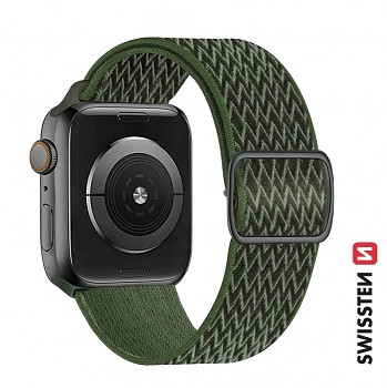 Řemínek Swissten pro Apple Watch  nylonový 38 - 40 - 41 mm khaki (se sponou)