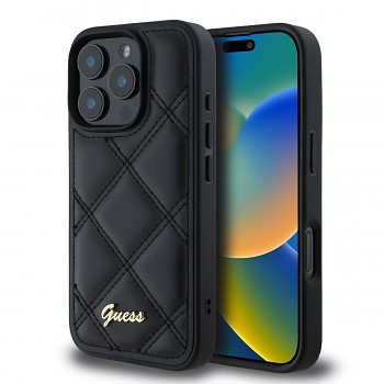 Originální zadní kryt Guess PU Leather Quilted pro iPhone 16 Pro Max Black