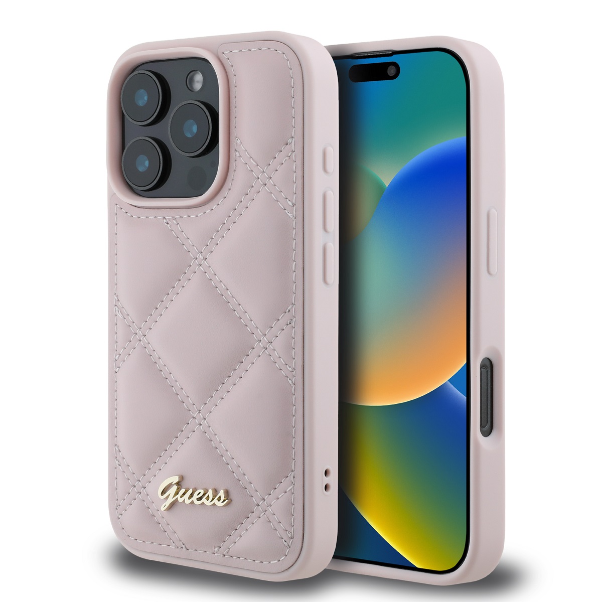 Originální zadný kryt Guess PU Leather Quilted Zadní Kryt pro iPhone 16 Pro Max Pink