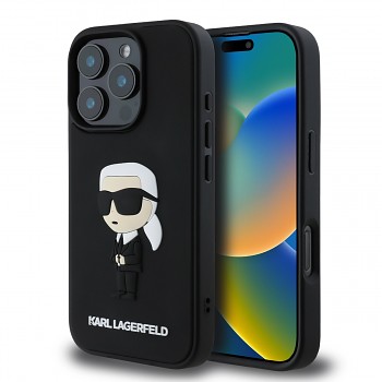 Zadní kryt Karl Lagerfeld 3D Rubber Ikonik pro iPhone 16 Pro Max Black