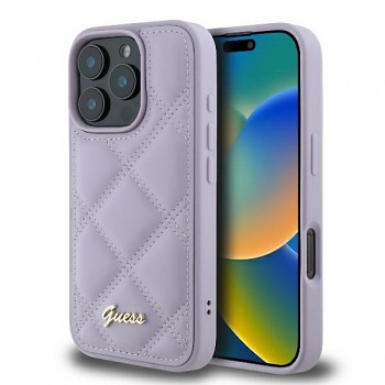 Originální zadní kryt GUESS Quilted Metal Logo GUHCP16LPSQSQSU pro iPhone 16 Pro light purple