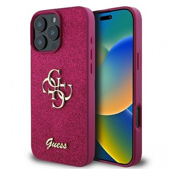 Originální pevný kryt GUESS Fixed Glitter Big 4G GUHCP16XHG4SGU pro iPhone 16 Pro Max light purple