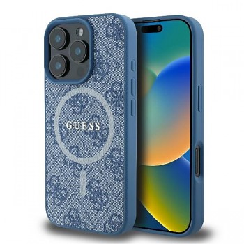 Originální zadní kryt GUESS hardcase 4G Ring Classic Logo MagSafe GUHMP16LG4GFRB pro iPhone 16 Pro blue