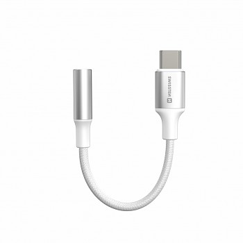 Audio adaptér Swissten USB-C - 3,5mm aux 0,15 m bílý