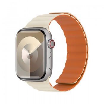 Magnetický silikonový řemínek Benks pro Apple Watch 42-44-45-49 béžovo-oranžový