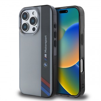 Zadní kryt BMW IML Motorsport Vertical Stripe pro iPhone 16 Pro Grey