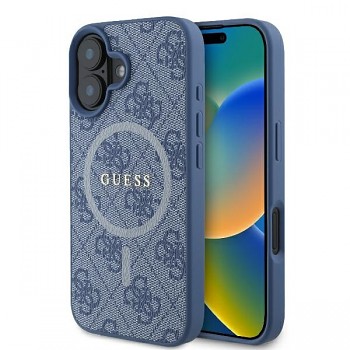 Originální zadní kryt GUESS hardcase 4G Ring Classic Logo MagSafe GUHMP16MG4GFRB pro iPhone 16 Plus blue