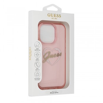 Originální zadní kryt GUESS IML Heart GUHCP16LHCHGSPP pro iPhone 16 Pro pink