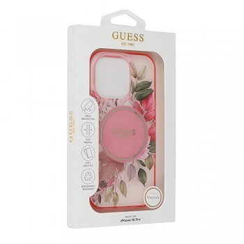 Originální zadní kryt GUESS IML Flower & Tonal Circle Magsafe GUHMP16LHFWBDCEP pro iPhone 16 Pro pink