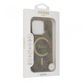 Originální zadní kryt GUESS IML 4G Magsafe GUHMP16XH4STW pro iPhone 16 Pro Max brown